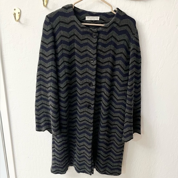 Amina Rubinacci Chevron Longline Button Fromt Cardigan Sweater - Picture 1 of 10